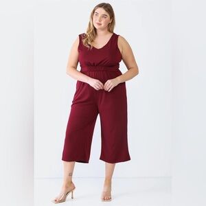 🍷 Curvy Burgundy Sleeveless Jumpsuit – 1X, 2X, 3X 🍷